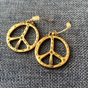 Lucky Brand Gold Peace Sign Earrings